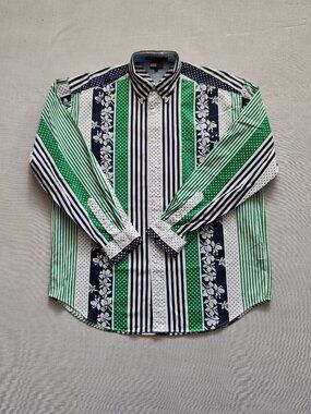 Vintage Tommy Hilfiger Mixed Print Shirt Long Sleeve Stripe Floral Polka Dot.